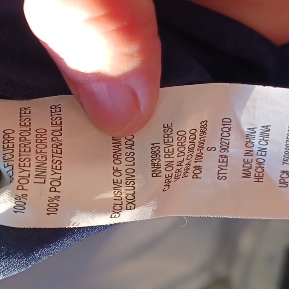 Sequin Hearts Navy Flowy Dress, lined, pink & orange & yellow - Picture 6 of 6